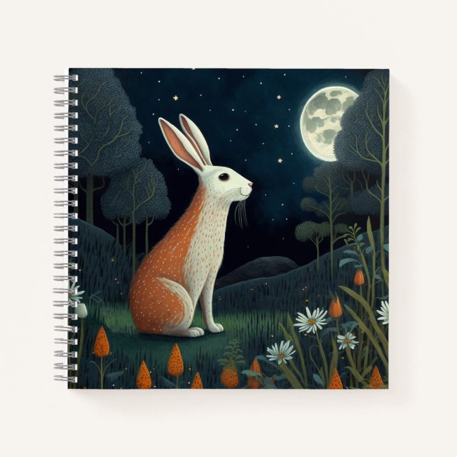 Orange and White Rabbit in the Moonlight Notebook (Front)