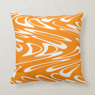 Orange and White Retro Pattern. Cushion