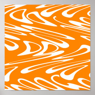 Orange and White Retro Pattern. Poster
