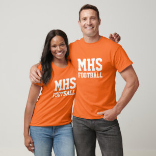 Orange and White School Spirit Custom Football T-Shirt