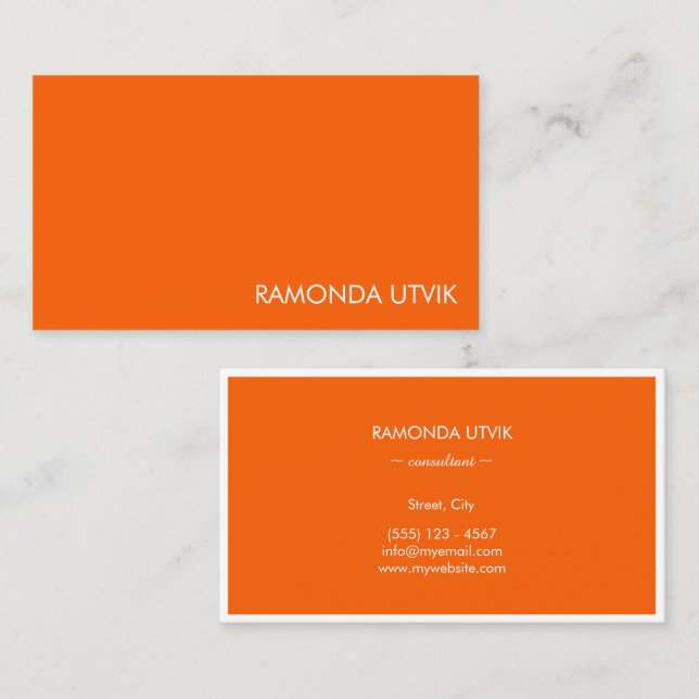 Orange and White Simple Clean Business Card (Front/Back)