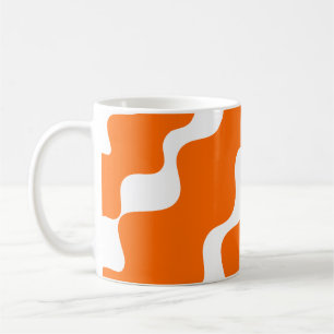Orange and white slanting waves pattern coffee mug