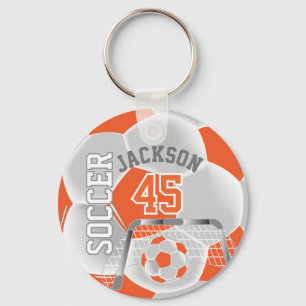 Orange and White Soccer ⚽ Ball  Sport Key Ring