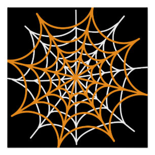 Orange and white spider web poster
