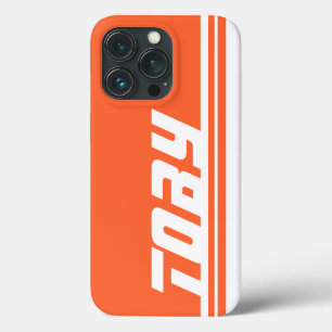 Orange and white sports stripes custom case