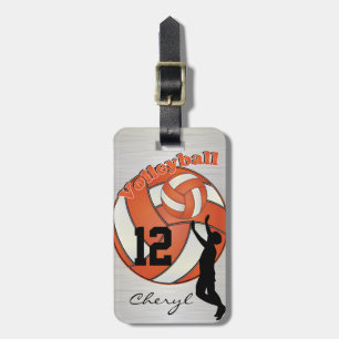 Orange and White Sporty Volleyball Luggage Tag