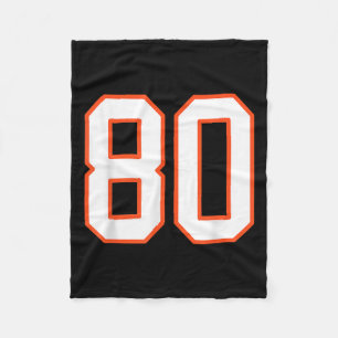 Orange And White Srts Number 80 Jersey Uniform Pla Fleece Blanket