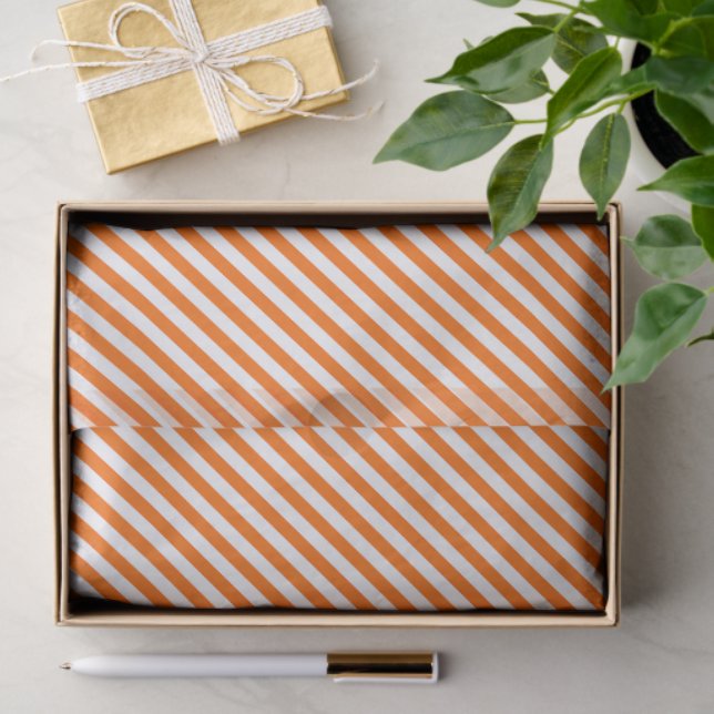 Orange And White Stipes Tissue Paper (Gift)