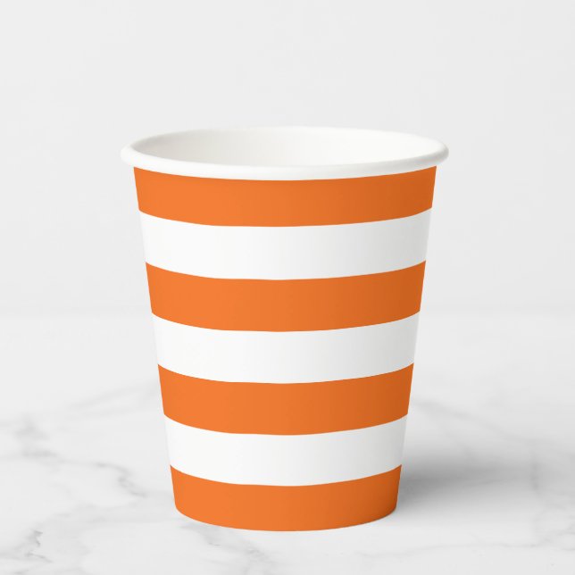 Orange and White Stripe Paper cup (Front)