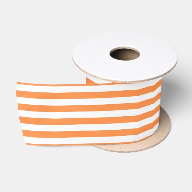 Orange and White Stripe Pattern Satin Ribbon (Spool)