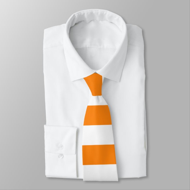 Orange and White Stripe Tie (Tied)