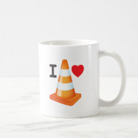 Orange and White Stripe Traffic Cone Love Heart