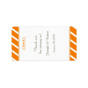 Orange and White Stripe Wedding Lip Balm Label