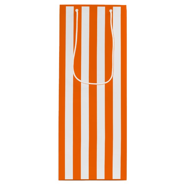 Orange and White Stripe Wine Gift Bag (Front)