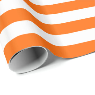 Orange and White Stripe Wrapping Paper