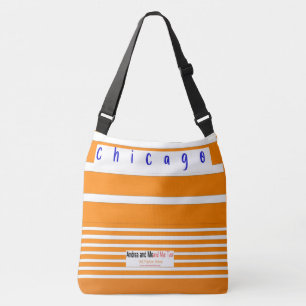 Orange and White Striped Crossbody Shoulder Bag