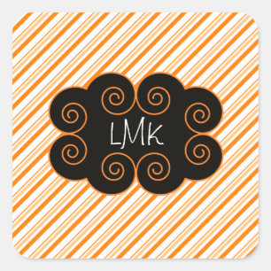 Orange and White Striped Monogramming Tag