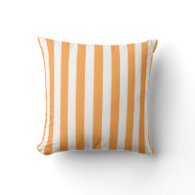 Orange and White Striped Throw Pillow