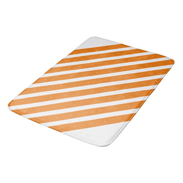 Orange and white stripes bath mat (Angled)