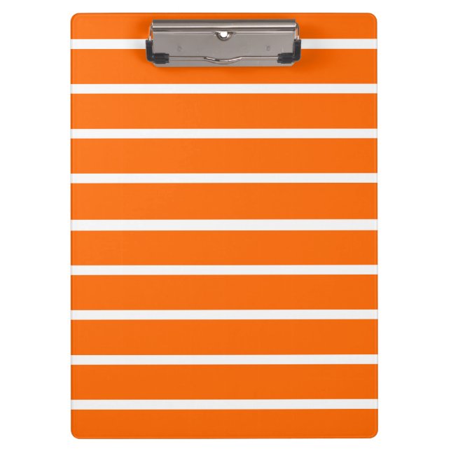 Orange and White Stripes Design Clipboard (Front)