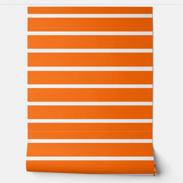 Orange and White Stripes Design Wallpaper (Unrolling)