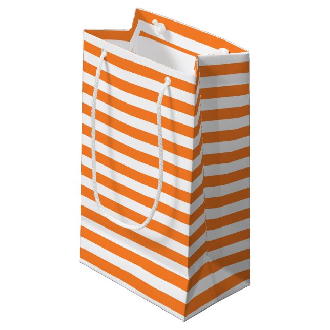 Orange and White Stripes Small Gift Bag (Front Angled)