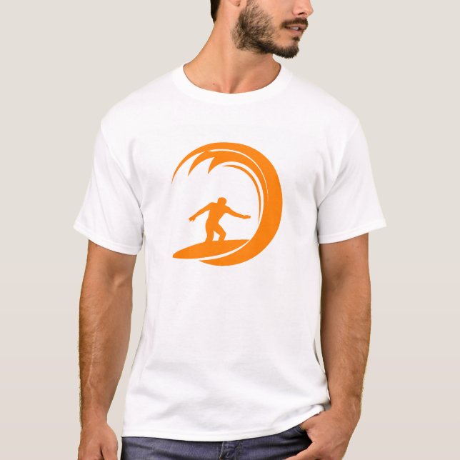 Orange and White Surfing T-Shirt (Front)
