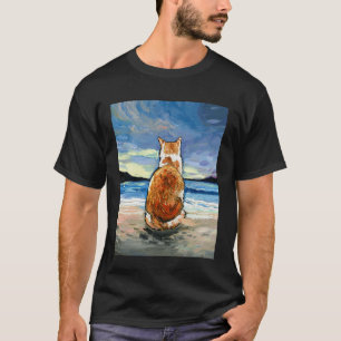 Orange and White Tabby Cat Beach Pet Memorial Artw T-Shirt