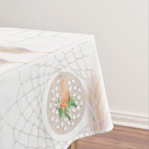 Orange and white Tablecloth 
