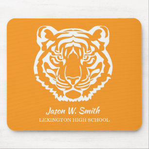 Orange and White Tigers Logo School Mascot Mouse Mat