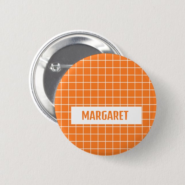 Orange and white tile blocks custom 6 cm round badge (Front & Back)
