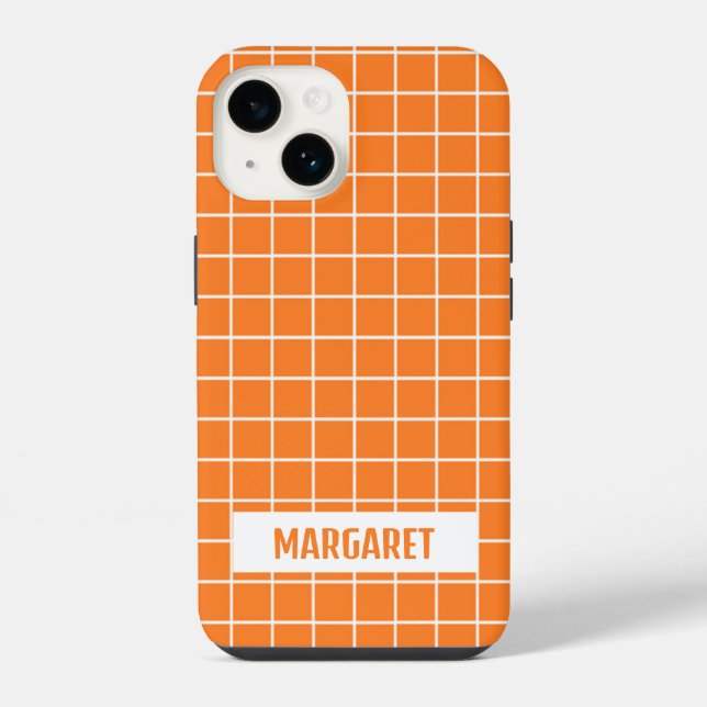 Orange and white tile blocks custom iPhone case (Back)