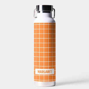 Orange and white tile blocks custom water bottle
