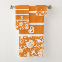 Orange and white vintage damasks monogram