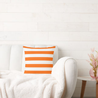 Orange and White Vintage Large Stripes Cushion