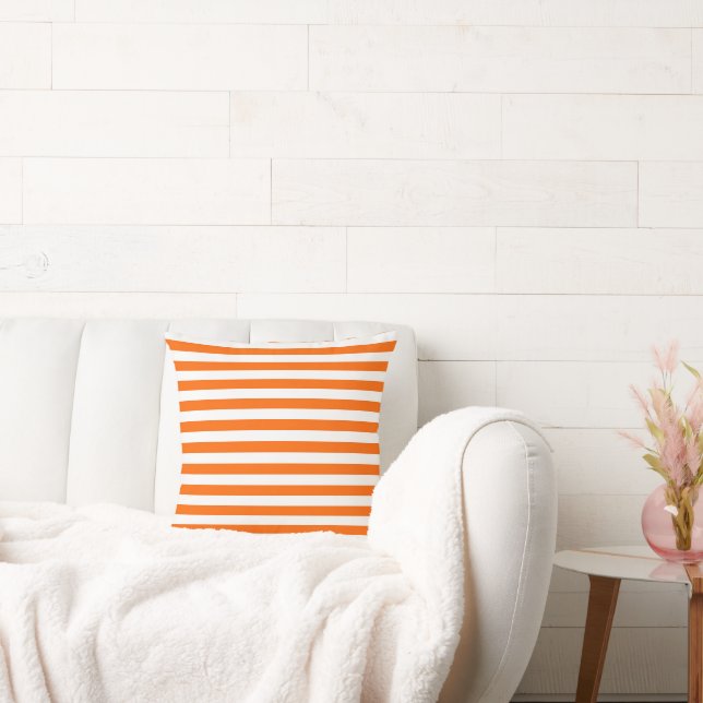 Orange and White Vintage Stripes Cushion (Couch)