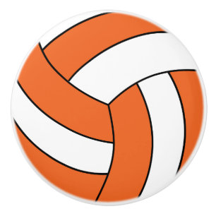 Orange and White Volleyball Ceramic Knob