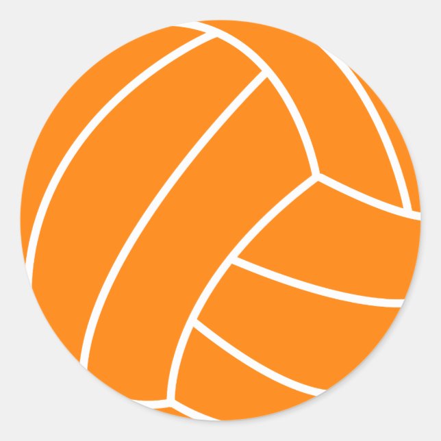 Orange and White Volleyball Classic Round Sticker (Front)