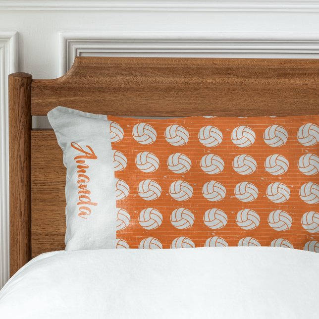 Orange and White Volleyball Pattern Pillowcase (Creator Uploaded)