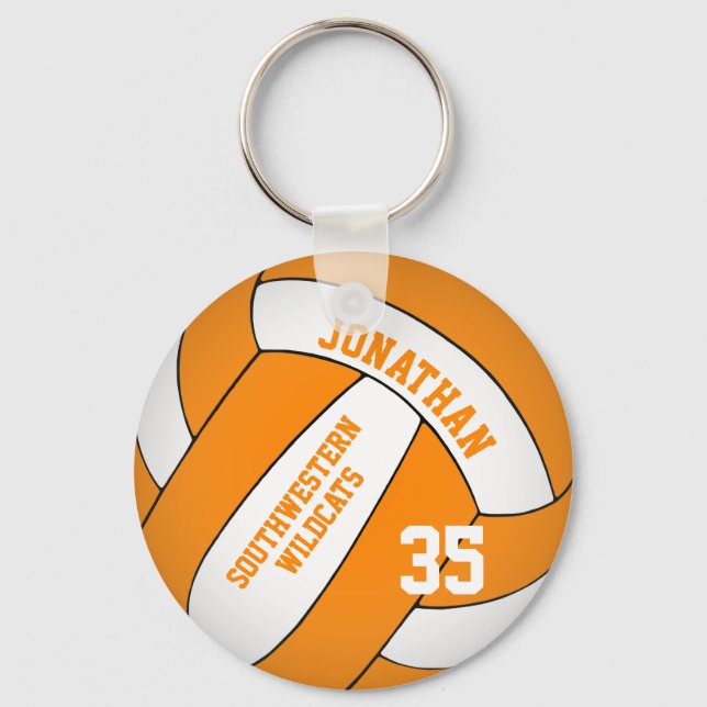 orange and white volleyball team colours boys key ring (Front)