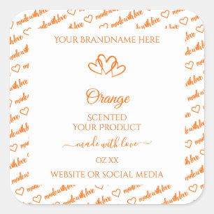 Orange and White Words Cloud Product Labels Hearts