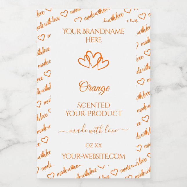 Orange and White Words Cloud Product Labels Hearts (Single Label)