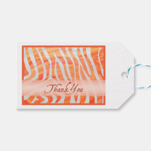 Orange and White Zebra Pattern Thank You Gift Tags