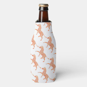 Orange and White Zebra Silhouette Bottle Cooler