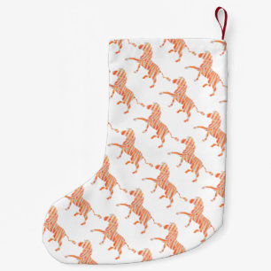 Orange and White Zebra Silhouette Small Christmas Stocking