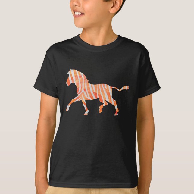Orange and White Zebra Silhouette T-Shirt (Front)