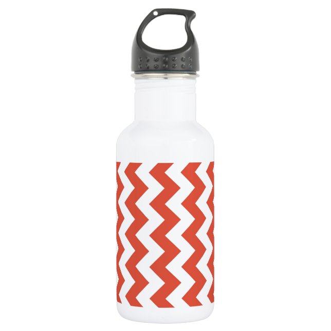 Orange and White Zigzag 532 Ml Water Bottle (Front)