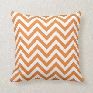 Orange and White Zigzag Chevron Pattern Cushion