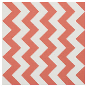 Orange and White Zigzag Geometric Fabric