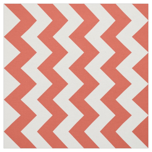 Orange and White Zigzag Geometric Fabric (Swatch)